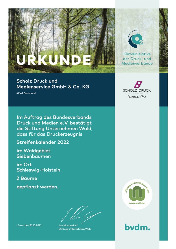 Baumpflanzungen 21109599 Klimaneutrales Drucken Dortmund Druckerei