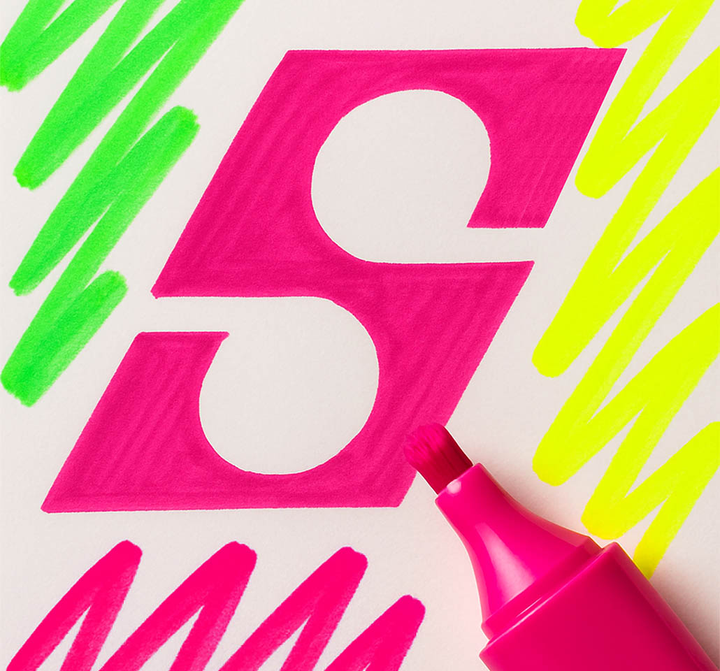 Pantone Neon Farben als Scholz S mit Marker