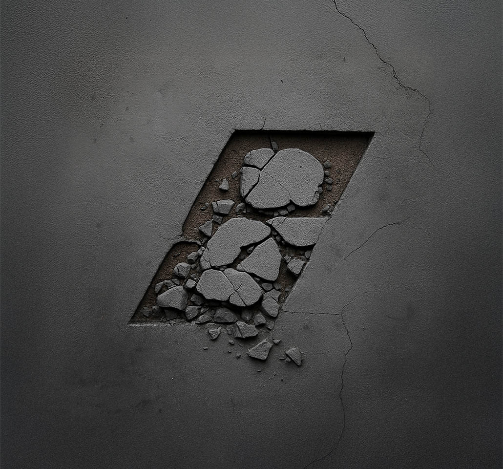 Scholz-Druck S im Asphalt Straßenschäden ROug Folie Visualisierung